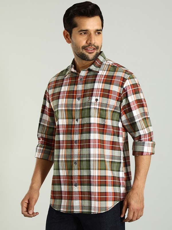 Indian Terrain Men's Regular Fit Full Sleeve Checkered Multicolor Shirt